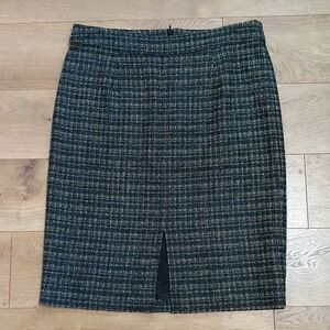 Trina Turk Black & White Tweed Front Slit Skirt